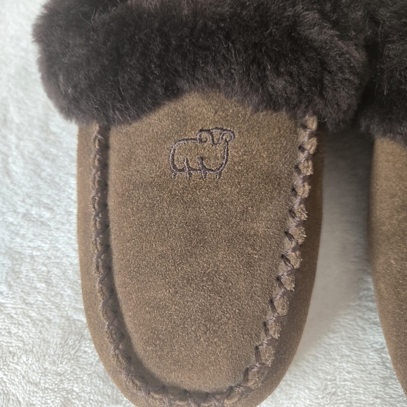 Lamo Sheepskin Moccasin Slippers brown US 5.5-6 - Picture 2 of 6